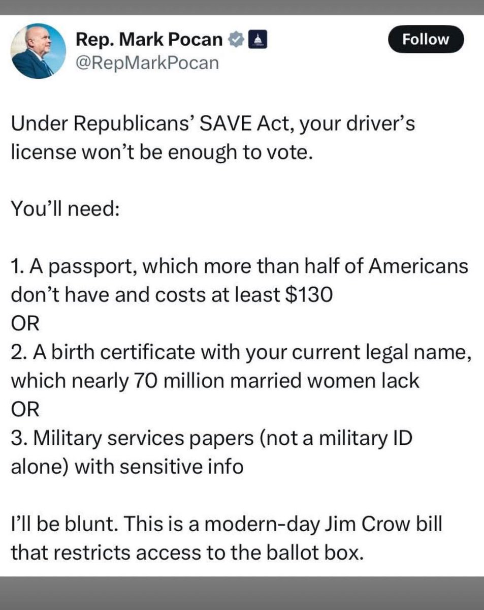 fuckyouiquit's tweet image. The SAVE Act passed the House today