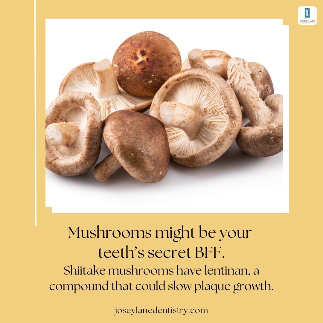 JoseyLane1's tweet photo. Looking for a dental health boost? Shiitake mushrooms have lentinan, which may slow plaque growth. Add them to a stir fry for a tasty, tooth friendly dish. https://t.co/CHineInCi0