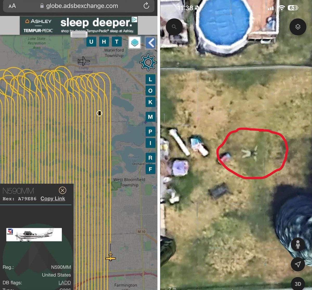 collegefessing's tweet photo. Have you ever tried to find yourself on Google Earth? One summer, I saw one of their planes flying over, so I lay in my yard for a few passes. A few months later, I appeared on Google Earth https://t.co/x6uzRTL39J