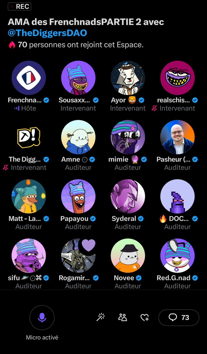 Sousaxxxx_'s tweet photo. De plus en plus de monde sur les spaces des Frenchnads en compagnie de @TheDiggersDAO

Les sujets abordés sont Monad et son écosystème, l’arrivé sur discord, le testnet, les NFT, les évents sur discord et les évents IRL…

N’hésitez pas à follow @frenchnads pour vous tenir informé des dernières actualités.