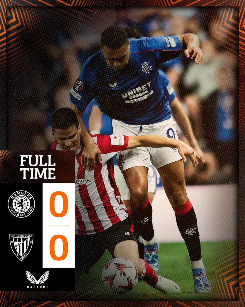 Full-Time: Rangers 0-0 Athletic Club | #UEL

👏 A battling first-leg performance at Ibrox.

All to play for in Bilbao next Thursday 💪