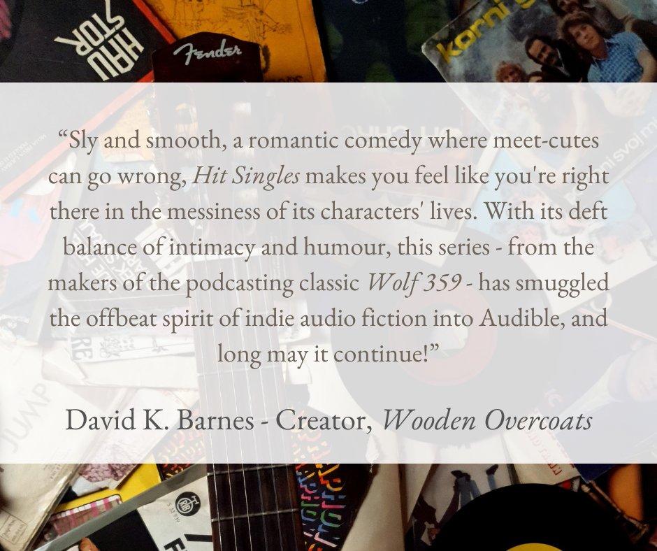 Gabriel Urbina (@gabrielurbinatm) on Twitter photo Another extremely kind review from one of our first listeners!
Here's <a href="/VelvetBarnes/">David K. Barnes</a> speaking of the way Hit Singles feels like an indie audio fiction story in spite of its home on Audible - something that was very important to me when we were making the show! Another extremely kind review from one of our first listeners!
Here's <a href="/VelvetBarnes/">David K. Barnes</a> speaking of the way Hit Singles feels like an indie audio fiction story in spite of its home on Audible - something that was very important to me when we were making the show!
