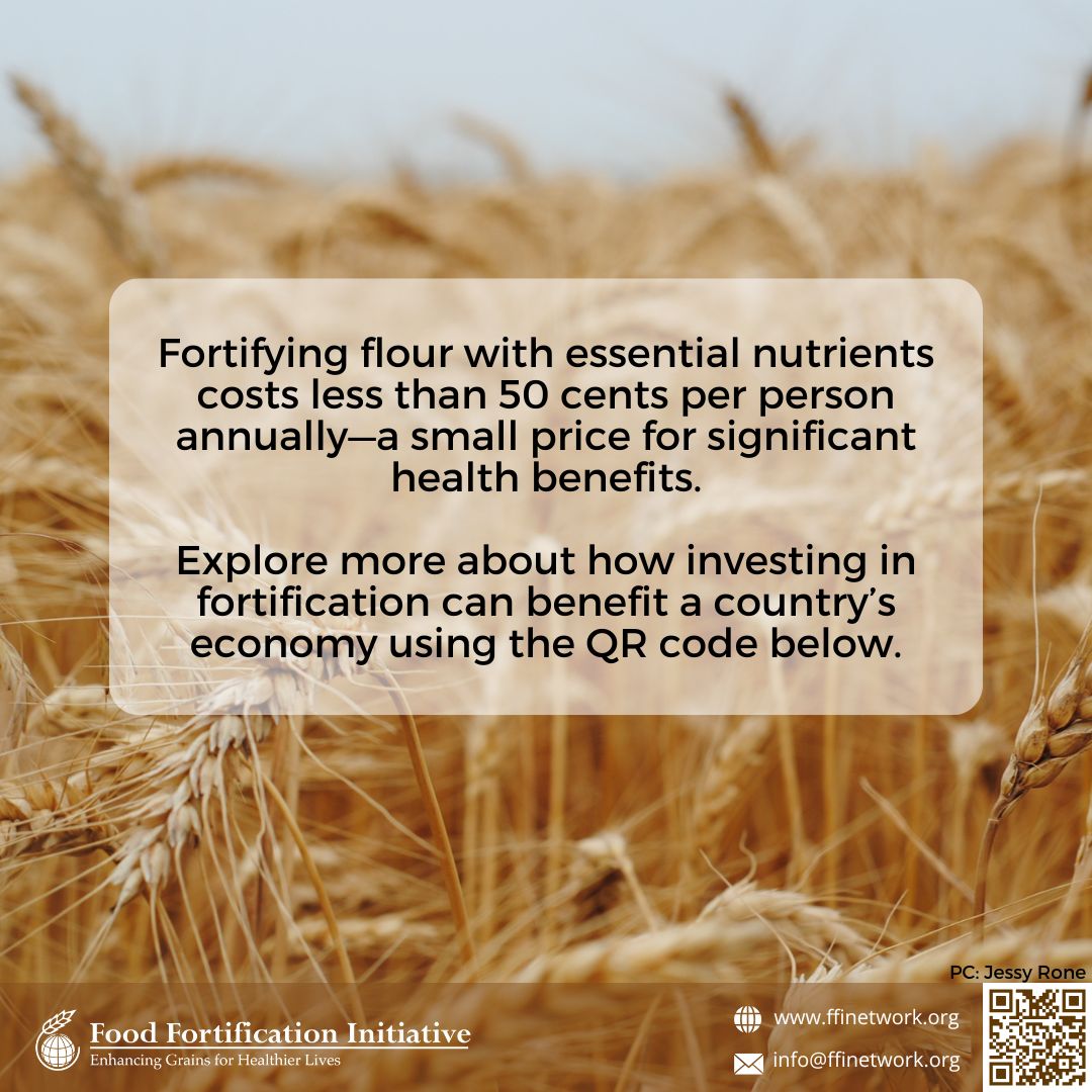 Improved nutrition provides significant economic benefits for a country. It is estimated that for every dollar invested in high-impact nutrition interventions like food fortification, a return of approximately $4 - $30 is expected. 

Learn more: buff.ly/wNrC5Is