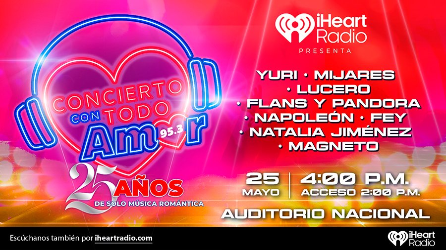 AmorEnTuRadio's tweet photo. Recuerden que ya pueden participar por boletos para el concierto Con Todo Amor en nuestro sitio web https://t.co/bwjfbt3YWN 

No pierdan la oportunidad de que celebremos juntos el 25 aniversario de Amor FM. https://t.co/D1fJDpQauf