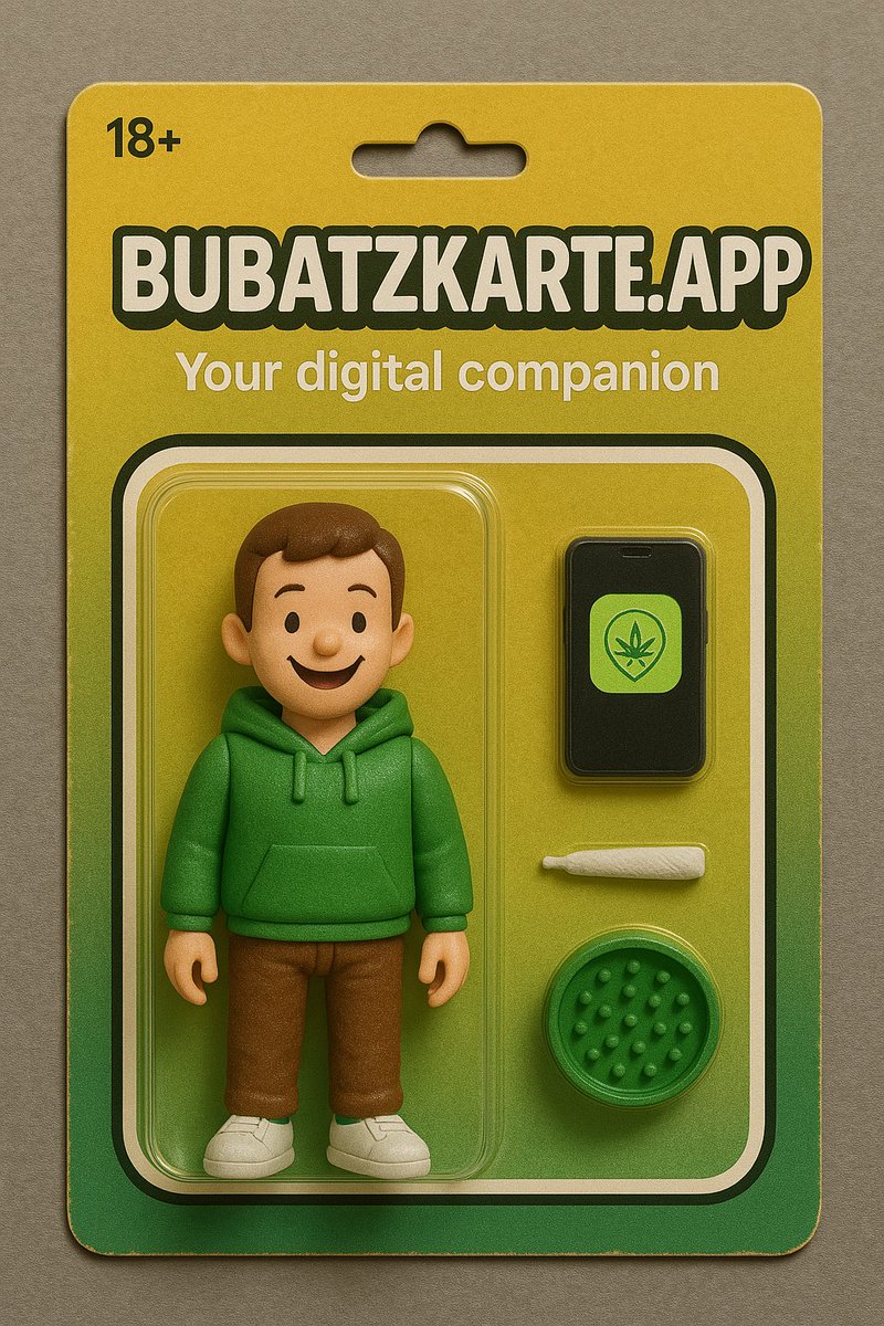 🚨 NEU im Regal! 🚨
Die offizielle Bubatzkarte Action-Figur ist da – dein analoger Begleiter zum Anfassen 😎💚

🧍‍♂️ Figur mit stylischer Hoodie-Optik
📱 Smartphone mit App-Logo
🌿 Grinder + Jibbit: ready to roll
🔞 Für Erwachsene mit Geschmack (und Humor)

Weil die Navigation