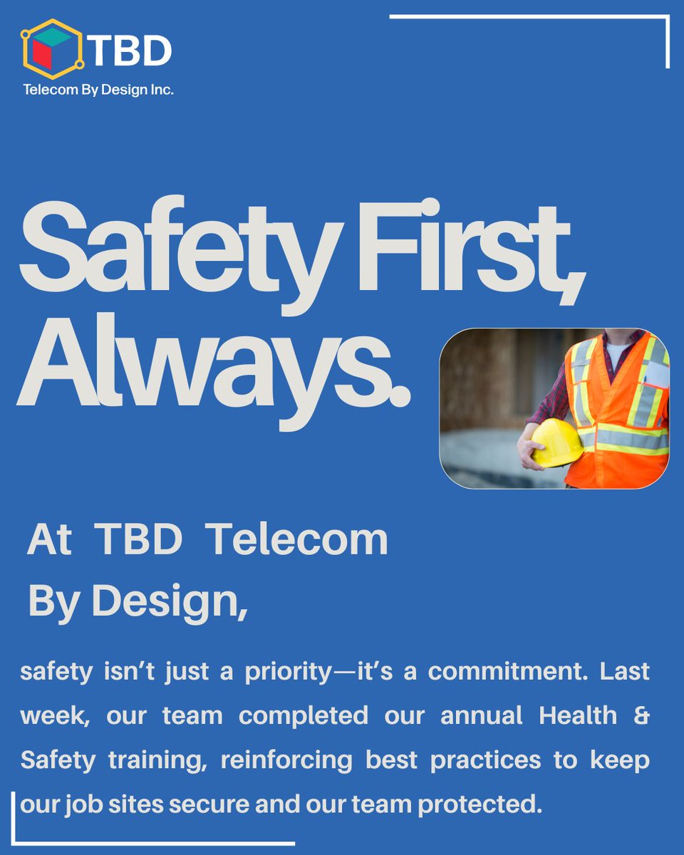 TelecomByDesign's tweet photo. Safety First, Always. 

#StructuredCabling #DataCabling #BusinessCabling #NetworkCabling #DataNetworkSolutions #CablingExperts #LowVoltageCabling #Cat6Cabling #Cat6aCabling #FibreOptics #DataCommunications #EnterpriseNetworking #BusinessNetwork #InfrastructureSolutions https://t.co/mHZTjqfQfR