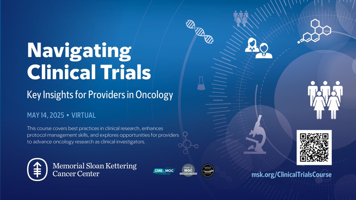 MSK CME (@mskcme) on Twitter photo Clinical research is key to advancing oncology care and requires strong regulatory knowledge and patient management skills. Join us virtually on May 14 for best practices in #ClinicalResearch and #EarlyDrugDevelopment—featuring a keynote from Jessica Steier, DrPH, PMP. Learn Clinical research is key to advancing oncology care and requires strong regulatory knowledge and patient management skills. Join us virtually on May 14 for best practices in #ClinicalResearch and #EarlyDrugDevelopment—featuring a keynote from Jessica Steier, DrPH, PMP. Learn