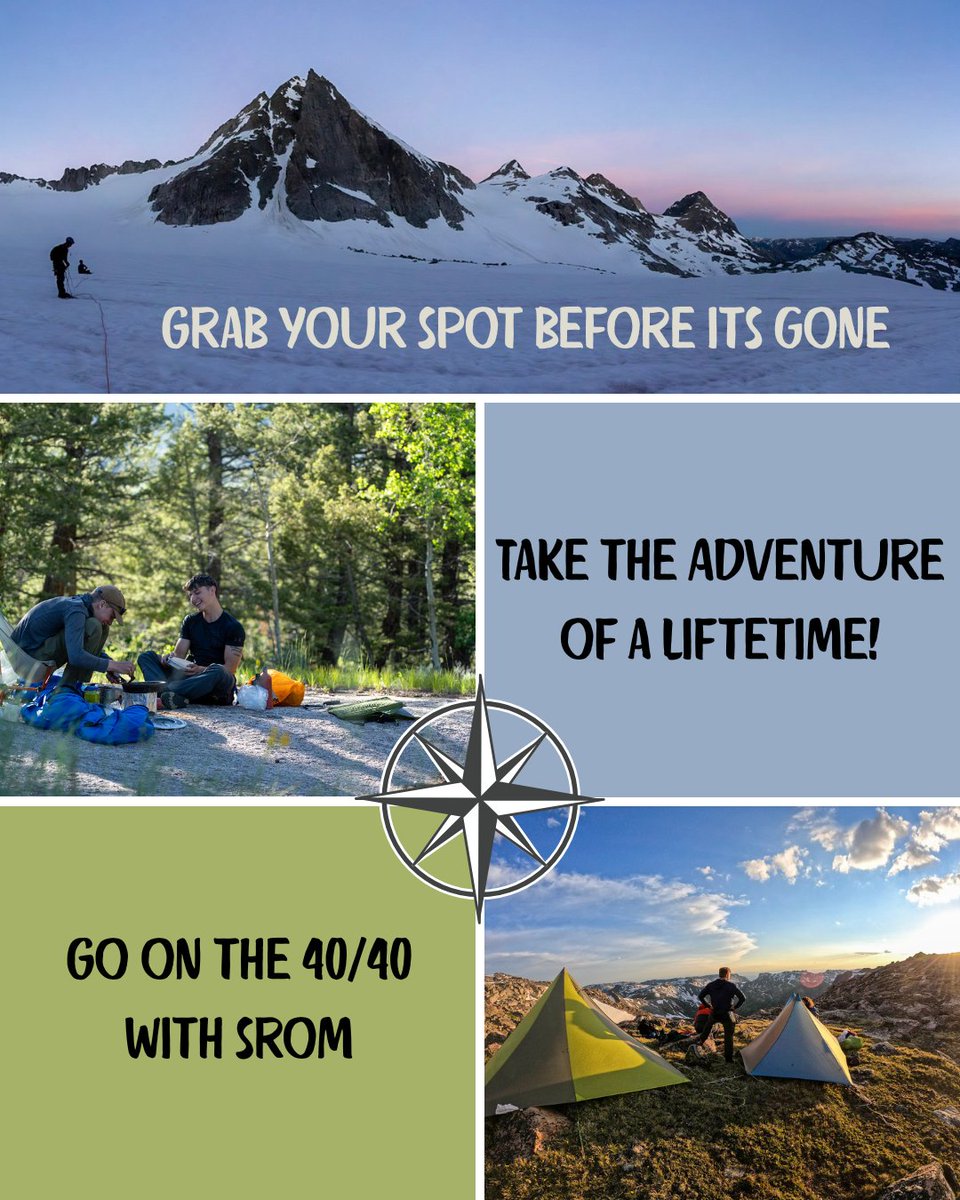 SROM_org's tweet photo. Have you been trying to decide how to spend your summer? Well then do not miss your chance to go on an adventure of a lifetime and spend 40 days and 40 nights in the wilderness. Here at SROM we know that the greatest change and growth happens in challenge, and our 40/40 course is something you will only find with us.

Registration is filling up fast, so share this trip with friends and make sure you secure your spot before it is too late!