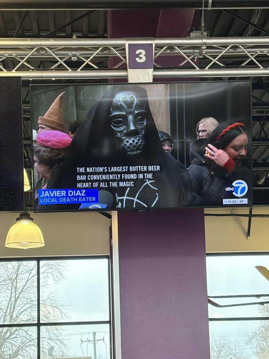 luvkip_OW's tweet photo. LMAOOO they interviewed a guy who’s title is “Local Death Eater” for the new Harry Potter store in Chicago https://t.co/1qCd5u4hq3