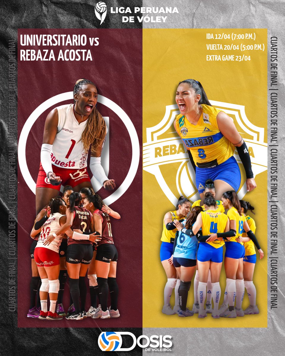 dosisdevoleibol's tweet photo. 𝙐𝙉𝙄𝙑𝙀𝙍𝙎𝙄𝙏𝘼𝙍𝙄𝙊 𝙑𝙎 𝙍𝙀𝘽𝘼𝙕𝘼 𝘼𝘾𝙊𝙎𝙏𝘼 🔜 𝘾𝙐𝘼𝙍𝙏𝙊𝙎 𝘿𝙀 𝙁𝙄𝙉𝘼𝙇🔥

¿Quién tomará la delantera en esta serie de playoffs: las ‘pumas’ o las ‘rebacinas’? 🫵🏻

🗓Sábado, 12 de abril de 2025
🕒19:00
📍Polideportivo de Villa El Salvador
📺Latina y Movistar https://t.co/QiUBqw2dKn