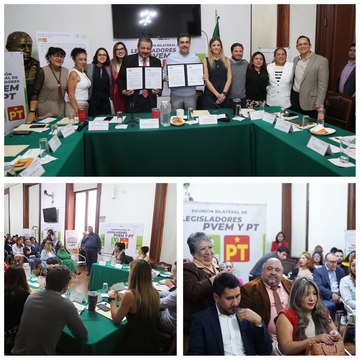 jurielcabrera's tweet photo. Hoy acudimos a la Reunión bilateral entre legisladores del @VerdeCDMX y del 
Fortaleciendo la agenda común y los lazos de colaboración parlamentaria. ¡por el bienestar de nuestra CDMX! @ChuchoSesmaPVEM  @VerdeCDMX  @DiputadosVerdes @karencastrejont https://t.co/LA7DaMX1G3