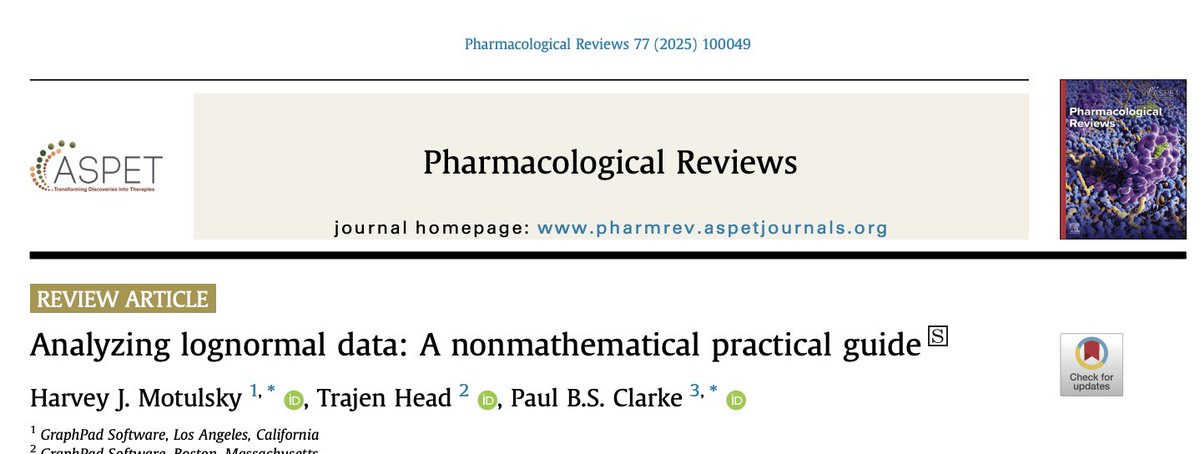 We recently published a review of lognormal distributions. It is long, but ends with a concise set of recommendations and a list of common misconceptions. And a poem!
pharmrev.aspetjournals.org/action/showPdf…