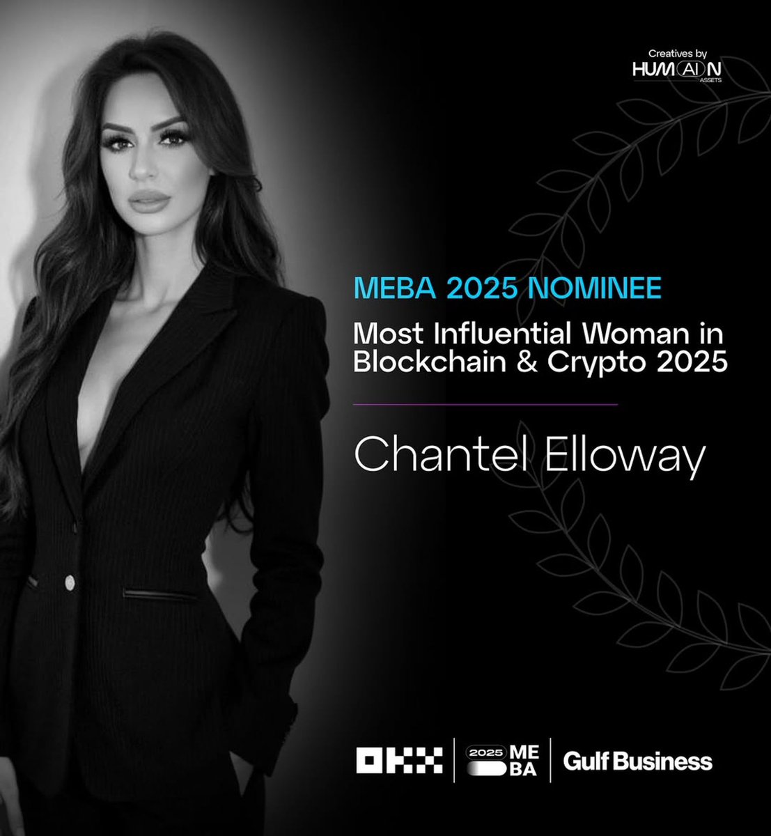chantel_elloway's tweet photo. Grateful to be nominated for “Most Influential Woman in Blockchain and Crypto” 2025 #MEBA #MEBAAwards https://t.co/c1MUqkC6YJ