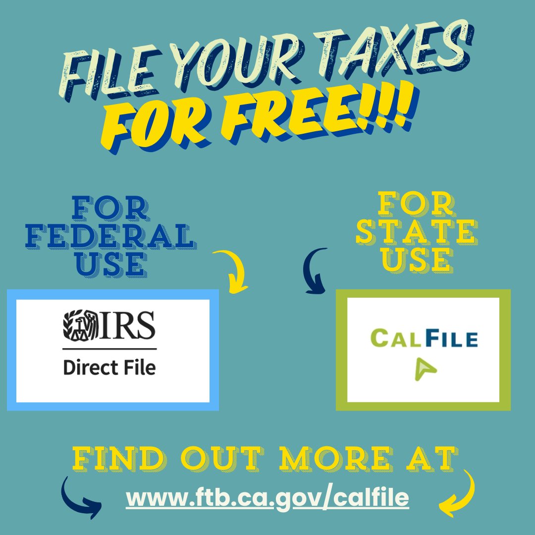 Tax Day is around the corner! The filing deadline this year is Monday, April 15th. File your return with CalFile! It’s quick and easy! Also, file our federal taxes online for free with IRS Direct File. See more at ftb.ca.gov/calfile