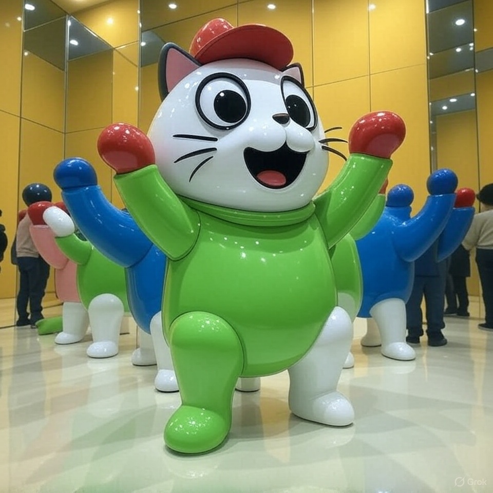 AleoCrazyCats's tweet photo. Meow-wow! Look at us Crazy Cats striking a pose!  Red caps, green vibes, and big smiles - purr-fect!  

Thanks Grok for this paws-itively awesome interpretation! https://t.co/xt1cIySwKd