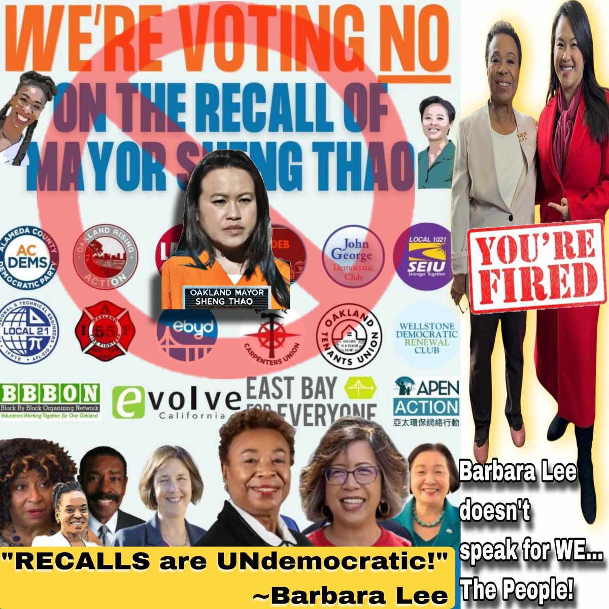 MrEdwardEscobar's tweet photo. @RecallLoren Recall opponents #BayRisingAction &amp; #OaklandRisingAction demonstrated outside the Piedmont home of a Recall funder...Ultra Radical Extreme Progressives can do no harm?...riiight? Seriously??? #BarbaraLee don't speak for WE...The People! https://t.co/O0sjIKHiTF