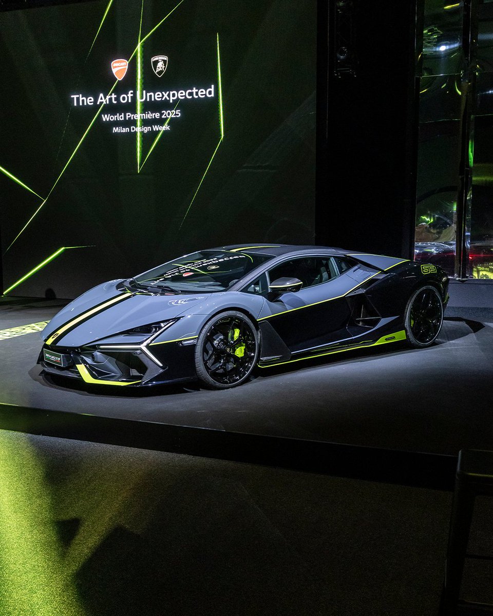 Lamborghini's tweet photo. The ability to amaze is part of our history, as well as @DucatiMotor's one. It’s from this renewed collaboration at the Milan Design Week that the Ducati Panigale V4 Lamborghini rises, a new sensation made to rewrite the idea of speed thanks to special features above and below the bodywork.

#Lamborghini #Ducati #TheArtOfUnexpected