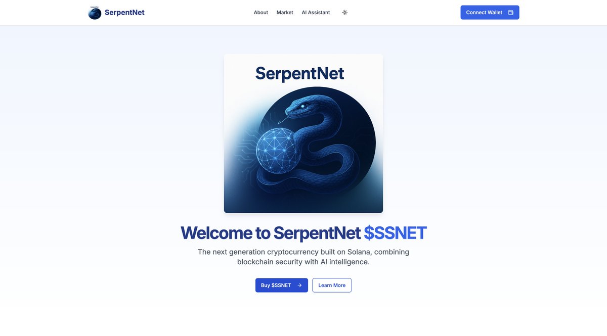 NetSerpent's tweet photo. 🚨 The wait is over. SerpentNet is LIVE.
Our official website is now published — explore what makes $SSNET the future of AI-powered blockchain innovation.
→ https://t.co/6oAWgpdSIK

No team wallet. Transparent contract. Built on Solana.
This is just the beginning.

#SerpentNet #Solana #Crypto #Web3 $SSNET
