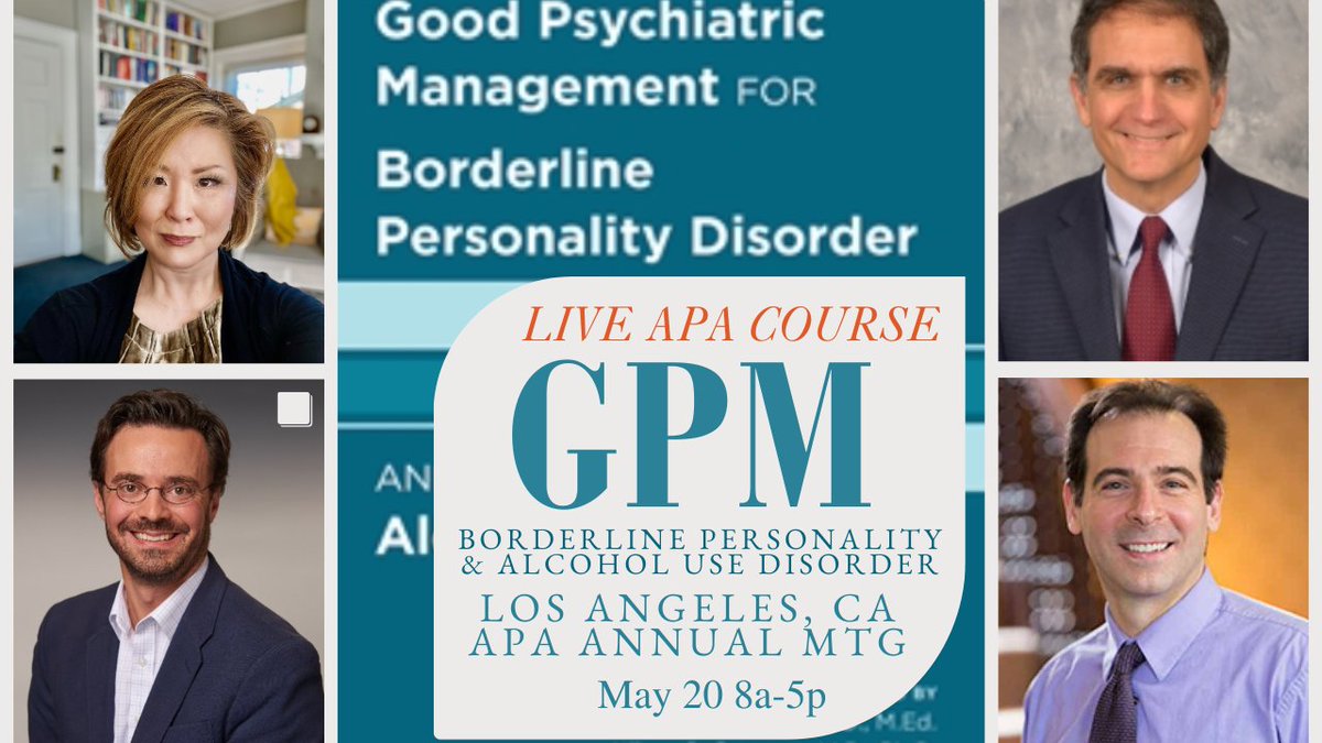 We are holding our first and only full day GPM for BPD and AUD course at the American Psychiatric Association Meeting in LA May 20.  Sign up right away if you plan to be in LA to come together with other as professionals within psychiatry as a community. psychiatry.org/psychiatrists/…