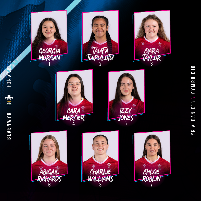 WelshRugbyUnion's tweet photo. 🚨 𝗧î𝗺 𝗖𝘆𝗺𝗿𝘂 𝗼 𝗱𝗮𝗻 𝟭𝟴 🏴󠁧󠁢󠁷󠁬󠁳󠁿

Here is how Wales women U18s line-up to face France &amp; Scotland in their Six Nations Festival double header tomorrow at Wellington College! 🔥👇

11am KO 🆚️🇫🇷
12pm KO 🆚️🏴󠁧󠁢󠁳󠁣󠁴󠁿

#SixNationsU18 | #WALvFRA | #WALvSCO