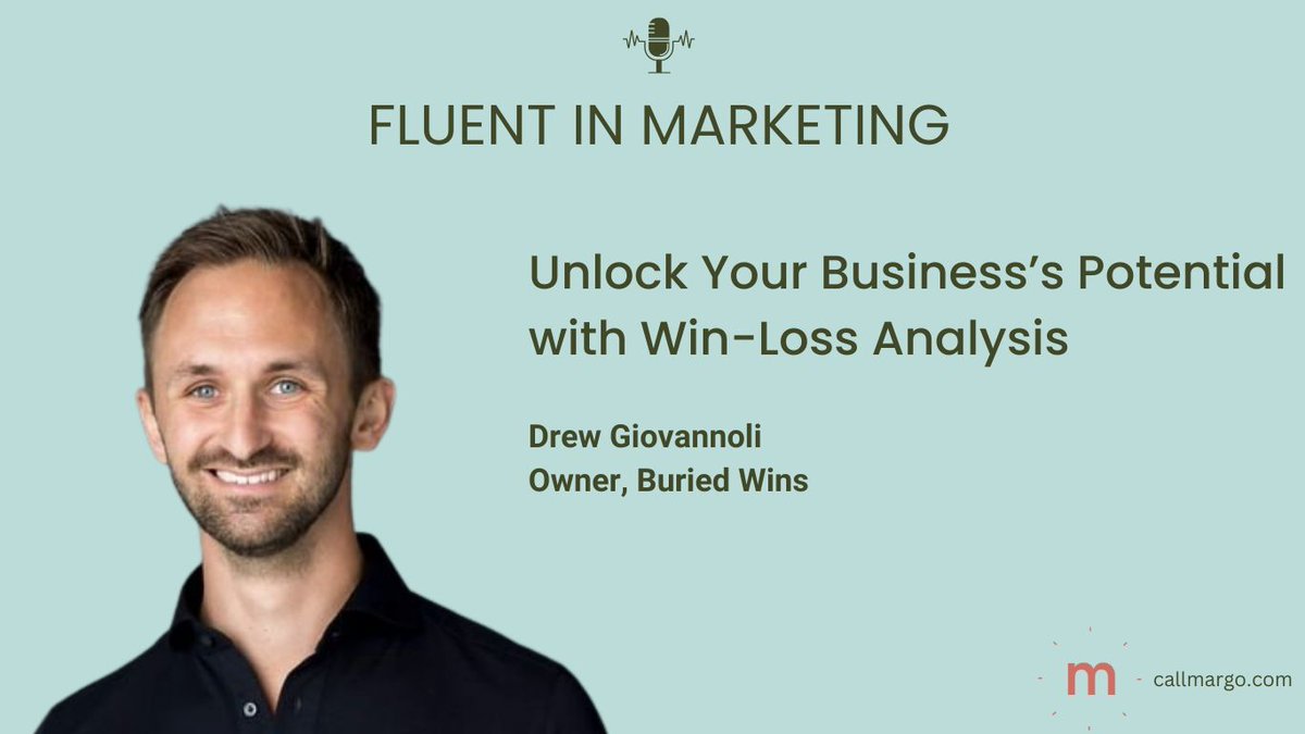 call_margo's tweet photo. Most small business owners think they know why a deal didn’t close.
But unless you ask your customers directly—you’re guessing.

In our latest episode of Fluent in Marketing, I talk with Drew Giovannoli of Buried Wins about one of the most underused tools in business: https://t.co/fXsfX0LD0G