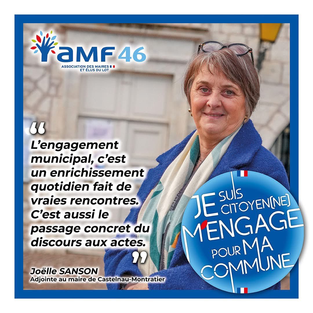 AMF_46's tweet image. 🟦⬜️🟥 Joëlle est citoyenne, elle s’est engagée pour sa commune : Castelnau-Montratier, dans le Lot !

👉 Elle a voulu insister sur la belle aventure humaine que constitue l’engagement au sein d’une équipe municipale. 
#jesuiscitoyenjemengagepourmacommune #maires #municipales2026