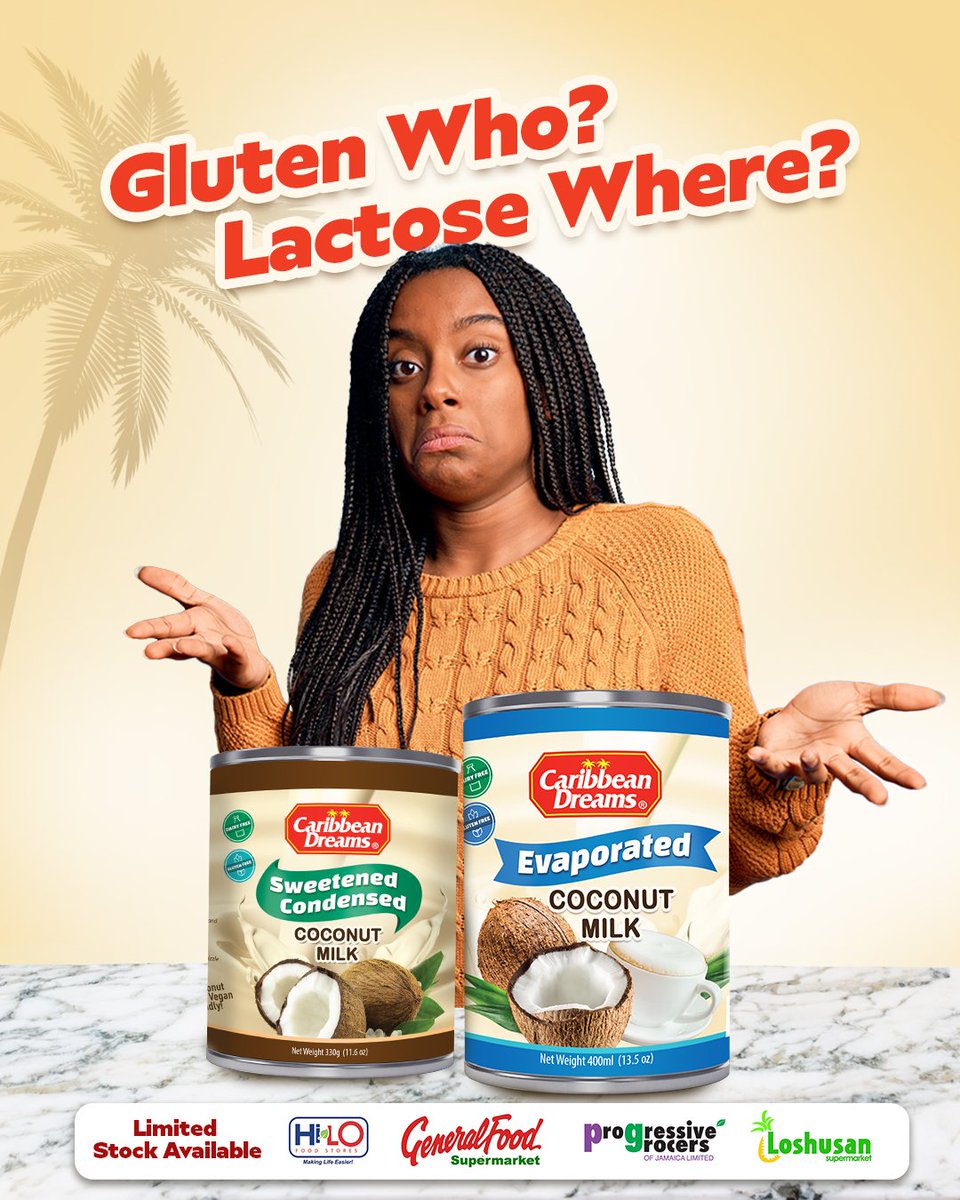 CaribbeanDreams's tweet photo. Dodge belly bloating. Caribbean Dreams Coconut Evaporated Milk  and Sweetened Condensed Milk is 100% dairy-free, gluten-free, and FULL of rich coconut flavour.

Stop guessing. Start enjoying. 🥥

#CaribbeanDreams #coconut #CondenseMilk #EvaporatedMilk #DairyFree #LactoseFree https://t.co/2shoqBSaM8