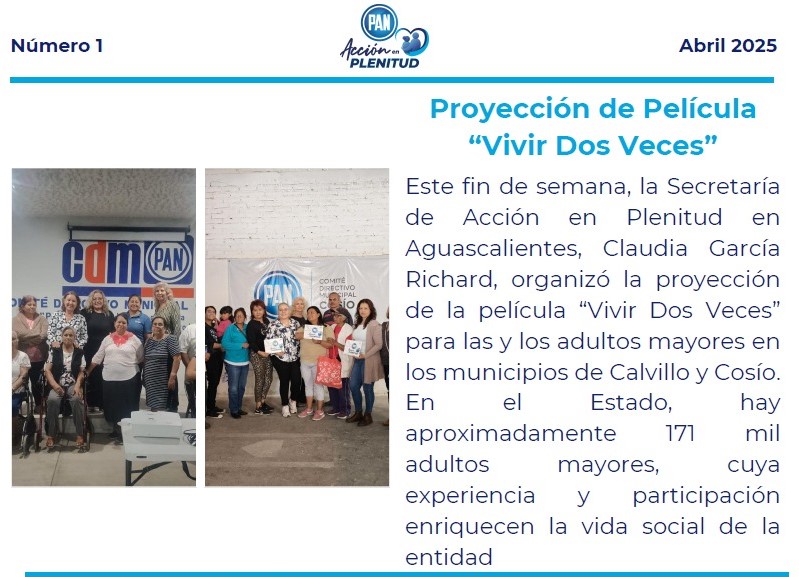 clausrichart's tweet photo. La vida no es línea, se puede salir del camino cuando se quiera, más si se es anciano.

Como secretaria de @AccionPlenitud en #Aguascalientes, el fin de semana expuse en #Calvillo y #Cosio la película vivir dos veces

Abro🧵de #LaClausOpinión de esta maravillosa experiencia https://t.co/QwUr1scXMo