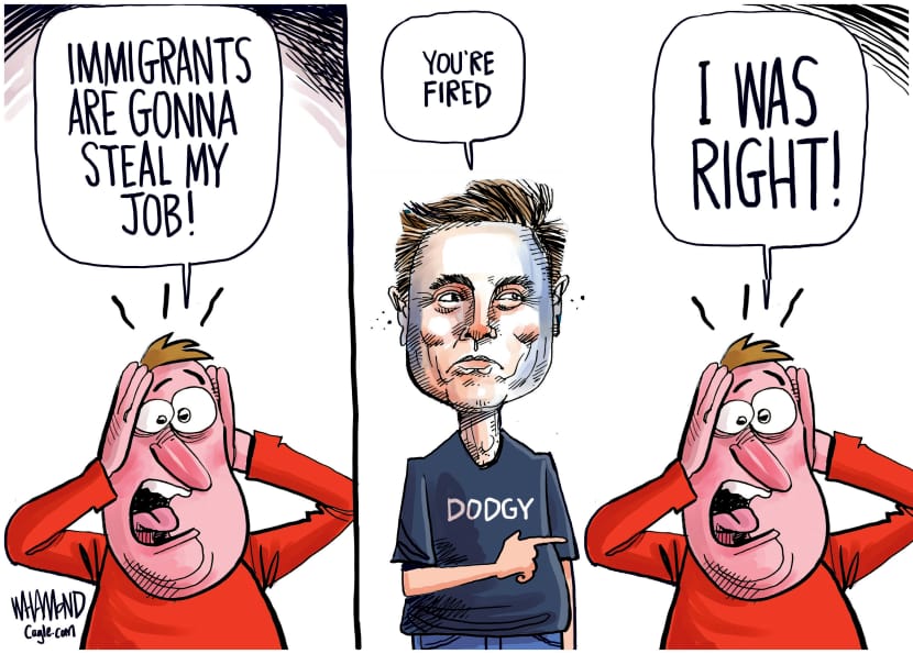 PatriziaTenda's tweet photo. "Gl i immigrati mi ruberanno il posto di lavoro!"
Musk: "Sei licenziato"
"Avevo ragione!"
#DOGEdestruction
#scritturebrevi https://t.co/n2d3pWAo1D