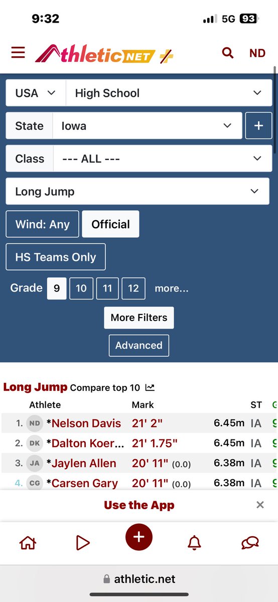 davis_nels's tweet photo. Thank you for the ranking #1 freshman in IA @AthleticdotNet @CoachJTGlen @wusports @IowaSportz https://t.co/26P1Bb99Hf