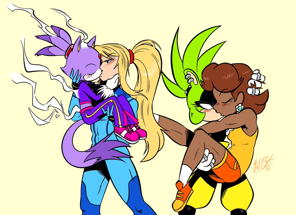 デイジー姫 ,サムス・アラン 「Comm for Samus with Blaze and Daisy with」|Brandon Santiagoのイラスト