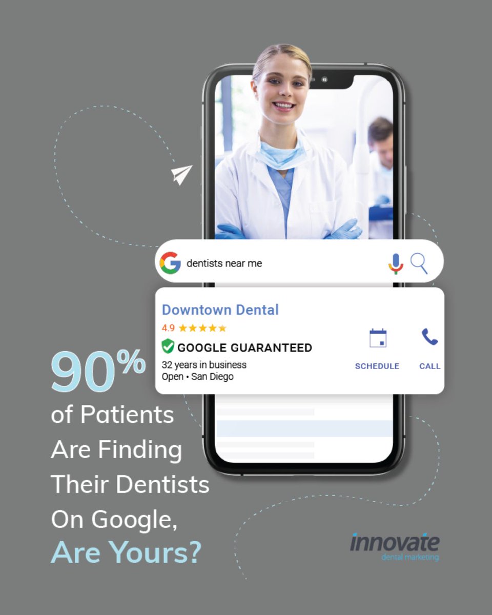Innovate_DM's tweet image. 📲 Go ahead—Google yourself. (We’ll wait.)
If you&apos;re not showing up—your competitors are. 👀
90% of patients are finding their dentist on Google!
🚀 #ElevateYourOnlineIdentity with #GooglePPC + #EnhancedLocalOptimization from #InnovateDentalMarketing , link in bio to learn more!