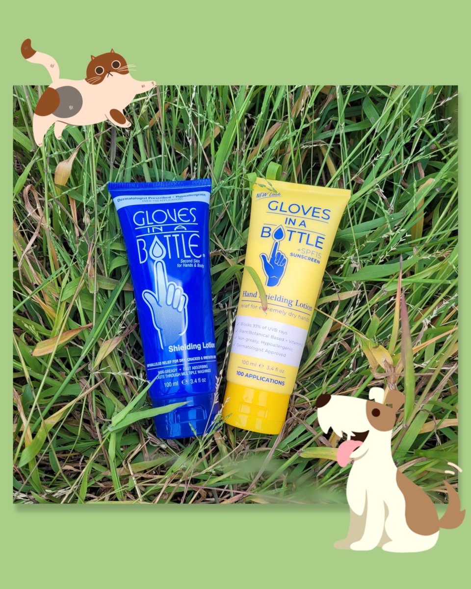 kovacsfrey's tweet image. Shield your skin from grass and pet allergens with Gloves in a Bottle! Stay protected this spring. #allergyprotection 🌼🐶 #glovesinabottle