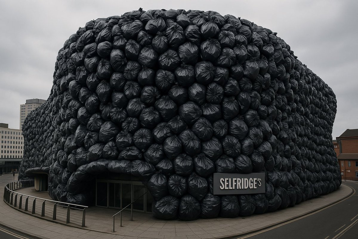 Who wore it better: Selfridges or the mountain of bin bags outside it? #Birmingham #bin