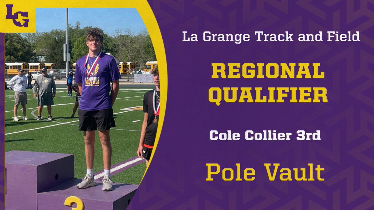 Congrats to Cole Collier on a 3rd place and regional qualifying finish in pole vault