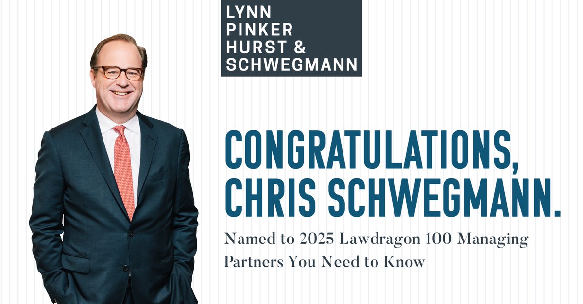 LynnPinker's tweet photo. Chris Schwegmann is known locally for his collaborative and dynamic leadership. Now, he’s earned national recognition. Chris has been named to the inaugural list of the nation’s “100 Managing Partners You Need to Know” by Lawdragon. Read more here: https://t.co/T4ipfjvtPq https://t.co/p8xB1xZfoo