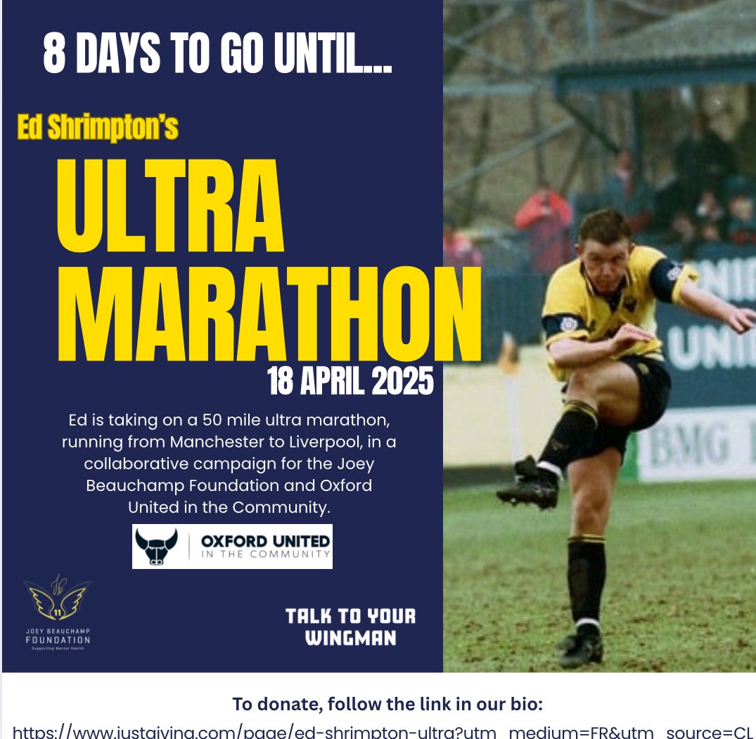 JoeyBFoundation's tweet photo. Please support Ed and this awesome challenge 🏃🏻‍♂️ 

#OUFC @OUFCOfficial @OUFCcommunity 

https://t.co/EyYJ1KHnX4 https://t.co/8XhmqwshIS