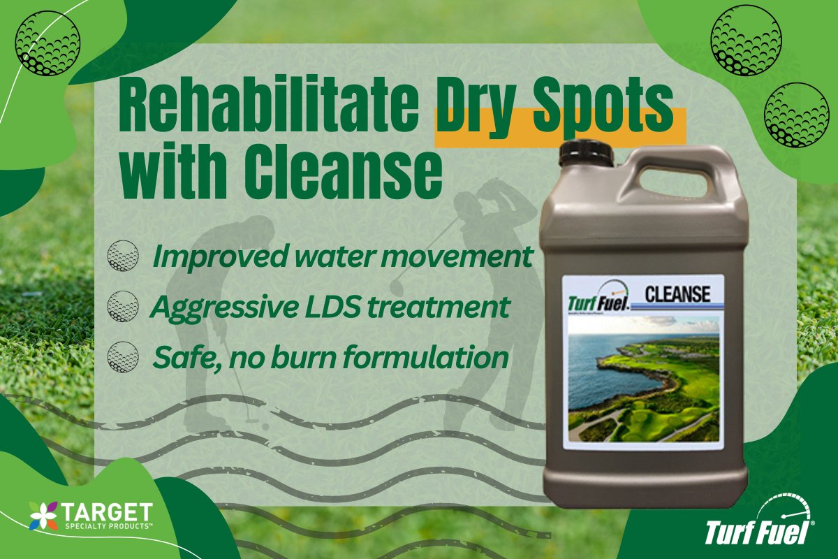 Say goodbye to dry spots with Turf Fuel's CLEANSE!💧 Our advanced formula delivers aggressive LDS treatment with safe, no-burn results. Improve water movement and turf health—try it today!
 spklr.io/6013AXid #TurfFuel #PerfectPlayability