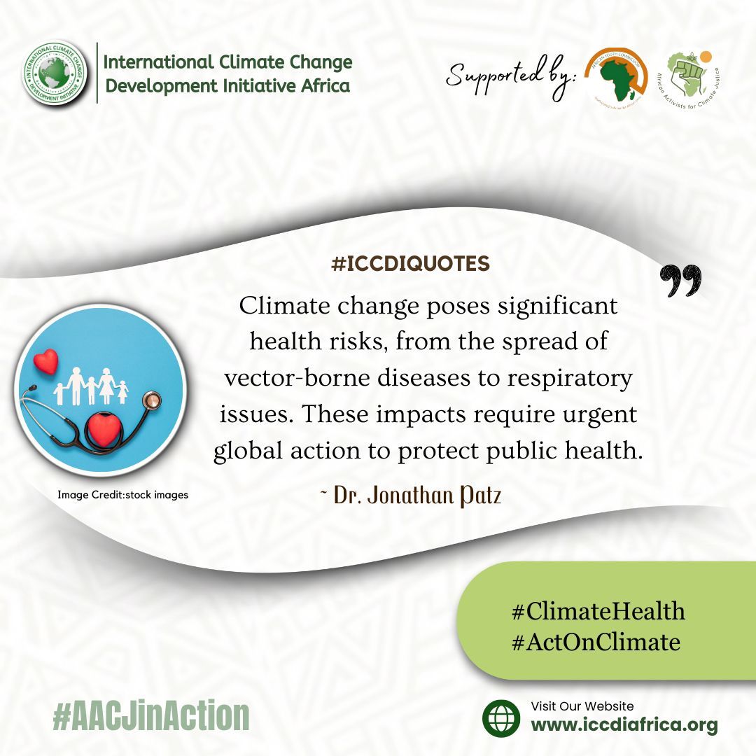 ClimateWed's tweet photo. Climate change poses significant health risks, from the spread of vector-borne diseases to respiratory issues. These impacts require urgent global action to protect public health." – Dr. Jonathan Patz

#ClimateHealth #ActOnClimate #AACJInAction https://t.co/zdyNTeOE5v