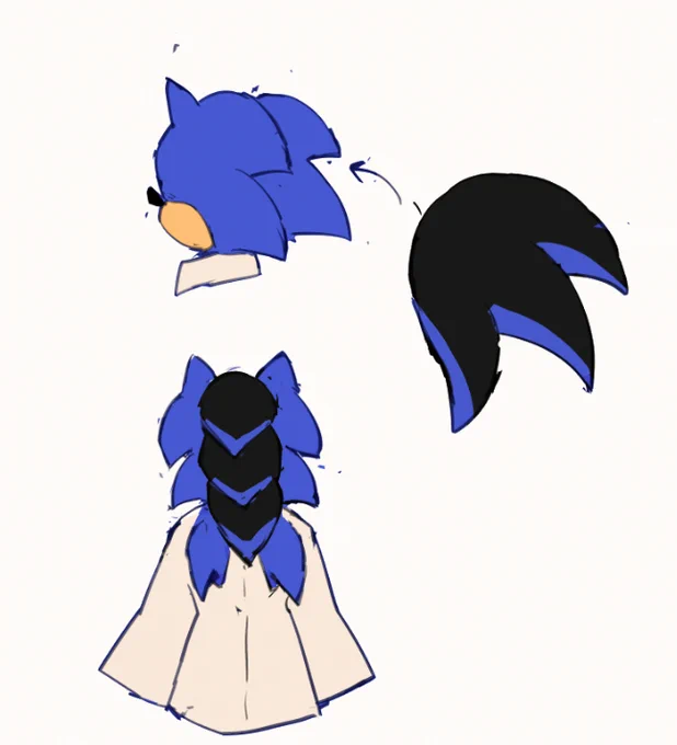 haha tbh me belike design what but the general idea is 4 short quills then a pony tails like 3 quill in the middle