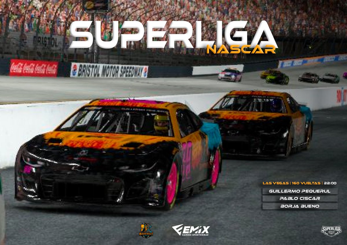 M4sked Devils eSports (@m4sked_devils) on Twitter photo #RaceDay
Nos vamos con la carrera de la <a href="/SuperligaNascar/">SuperLiga Nascar</a> con 3⃣ de nuestros chicos en pista
📌 Las Vegas
⏰ 22:00
👤 <a href="/GuillermoPeque3/">Guillermo Pequerul</a>
👤 <a href="/Pavelsoad4/">Pablo Ciscar</a>
👤 <a href="/borjabueno2/">Borja</a>
😢 <a href="/BorgDaniele/">Daniele Borghi</a> (no puede estar)
📺 twitch.tv/superliganascar
#GoDevils 😈 #RaceDay
Nos vamos con la carrera de la <a href="/SuperligaNascar/">SuperLiga Nascar</a> con 3⃣ de nuestros chicos en pista
📌 Las Vegas
⏰ 22:00
👤 <a href="/GuillermoPeque3/">Guillermo Pequerul</a>
👤 <a href="/Pavelsoad4/">Pablo Ciscar</a>
👤 <a href="/borjabueno2/">Borja</a>
😢 <a href="/BorgDaniele/">Daniele Borghi</a> (no puede estar)
📺 twitch.tv/superliganascar
#GoDevils 😈