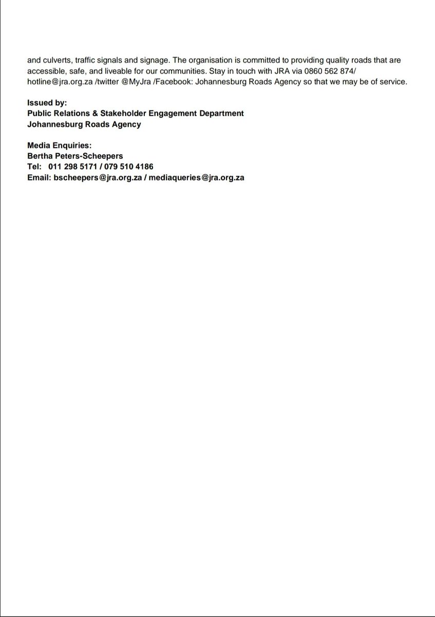 Joburg Roads Agency tweet media