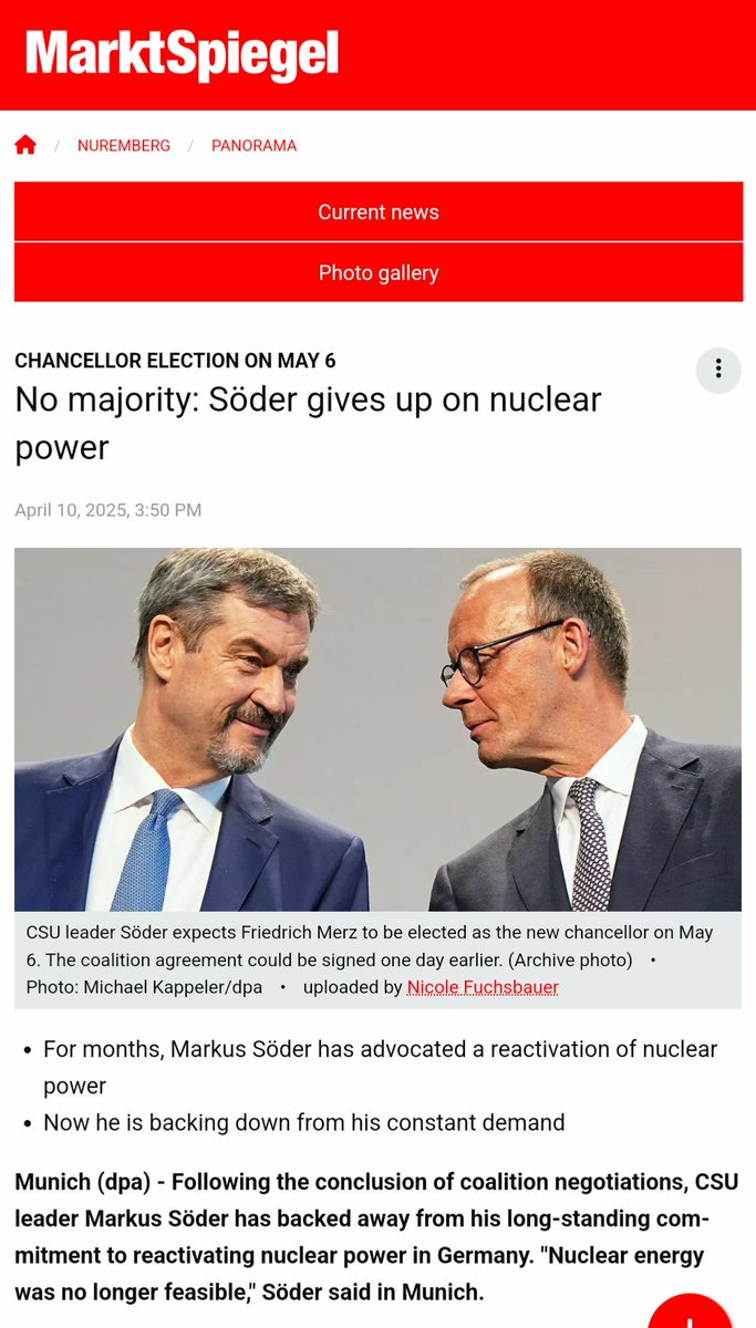 There is a public majority TODAY for restarting nuclear in Germany: 55%

There will be a business coalition to restart nuclear in Germany. 

The political coalition to restart German nuclear will emerge, even if not led by the traditional political parties. 

It's inevitable.