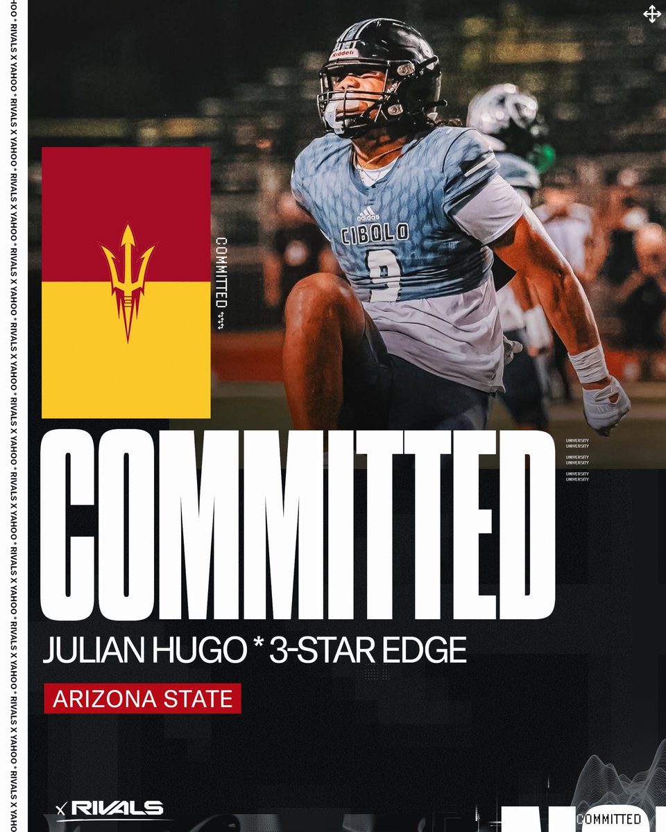 BREAKING: Arizona State has landed a commitment from touted 2026 EDGE Julian Hugo 🔱 

“No other school stood out to me as much as Arizona State”

More from Hugo: n.rivals.com/news/arizona-s…