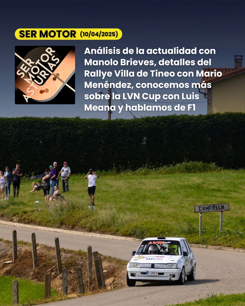 CadenaSERMotor's tweet photo. ๐ง PODCAST | #SERMotor ๐ (10/04/2025):
๐ Charlamos con Mario Menรฉndez (organizador) sobre el Rallye Villa de Tineo
๐ Nos atiende Luis Meana (organizador) para hablar de la LVN Cup que arranca este sรกbado
๐ F1 con @carbaplayu
๐ก #SERPodcast
https://t.co/M6JDluSGGJ https://t.co/6nOcZVQryC