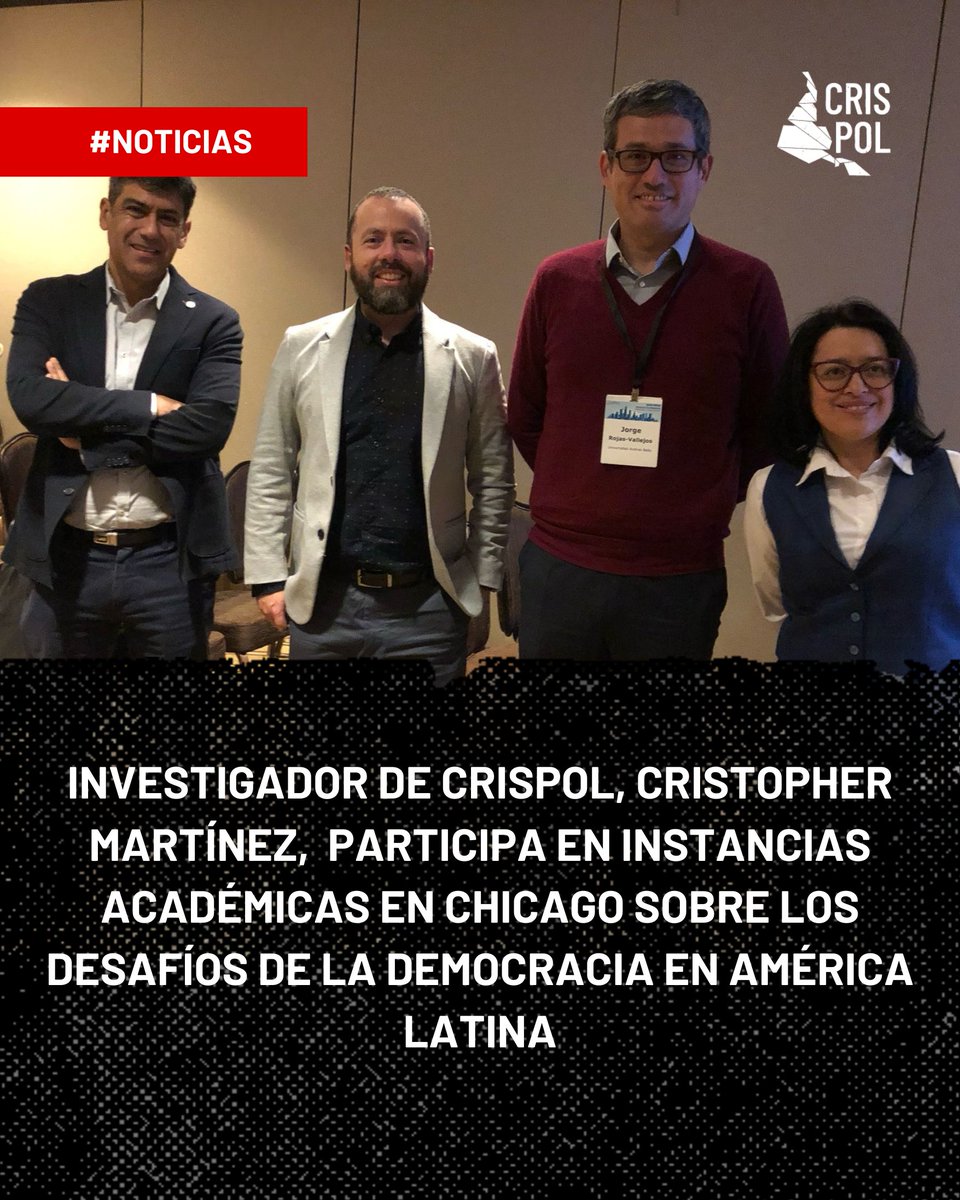 nucleo_crispol's tweet photo. 📖 ➡️ El Dr. Christopher Martínez, investigador #CRISPOL, participó en eventos académicos en Chicago, donde presentó sus investigaciones sobre la democracia en América Latina, dictando charlas en la Loyola University y en el Congreso MPSA.

🔗 Lee más en: https://t.co/DX6TgO15oX https://t.co/vyS6hDaE5s