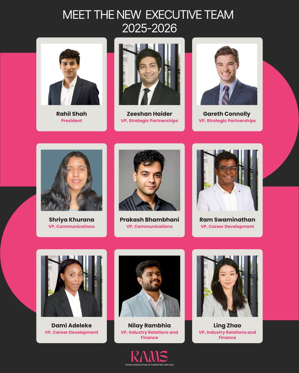 Rotman_RAMS's tweet image. We’re thrilled to introduce our new executive team! 🙌

We are confident that their experience and passion will take RAMS to the next level in the coming school year. Can’t wait to see what’s ahead!
