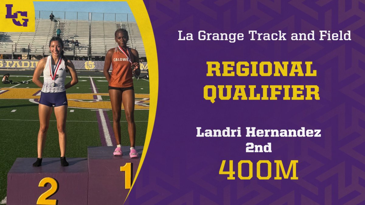 Congrats to Landri Hernandez on a 2nd place and regional qualifying finish in the 400m dash. Landri finished with a time of 1:00.08 <a href="/landri2006/">Landri Hernandez</a>