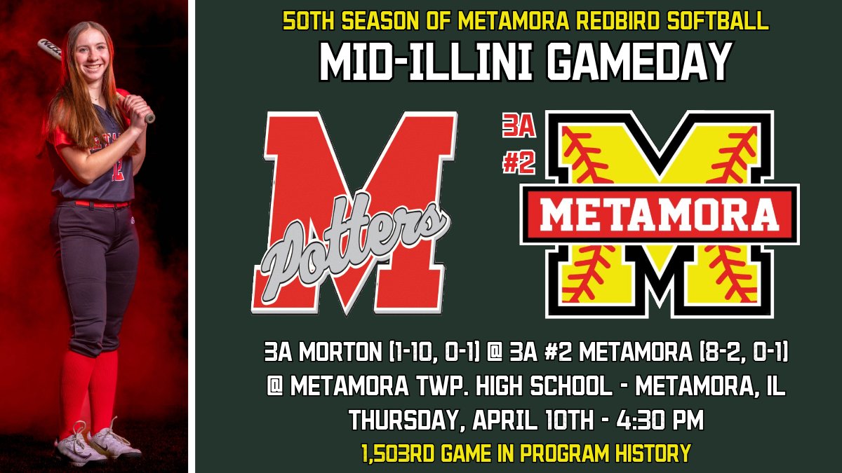 StaabAlex's tweet photo. At long last - back home! 

🥎 | 3A #2 @SoftballMTHS 
🆚 | 3A Morton
🕰️ | 4:30 PM
📍 | MTHS
☁️ | 60 degrees, cloudy, 7mph wind in from LF
📺 | https://t.co/8iSCWSJN4O
📊 | GameChanger; "Metamora Varsity Redbirds"

#ONE #pjspreps https://t.co/katKeF6BlP