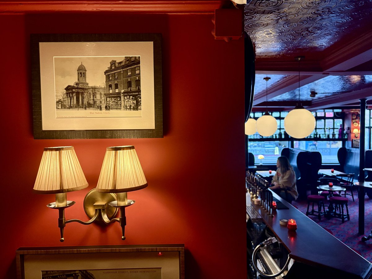At the soft launch of the Coach &amp; Horses this evening. It’s opening tomorrow at 4pm. I absolutely love it and all the local history on the walls, and especially the rare 1880s pricing posters that were uncovered on a wooden wall during the renovation.

1/3